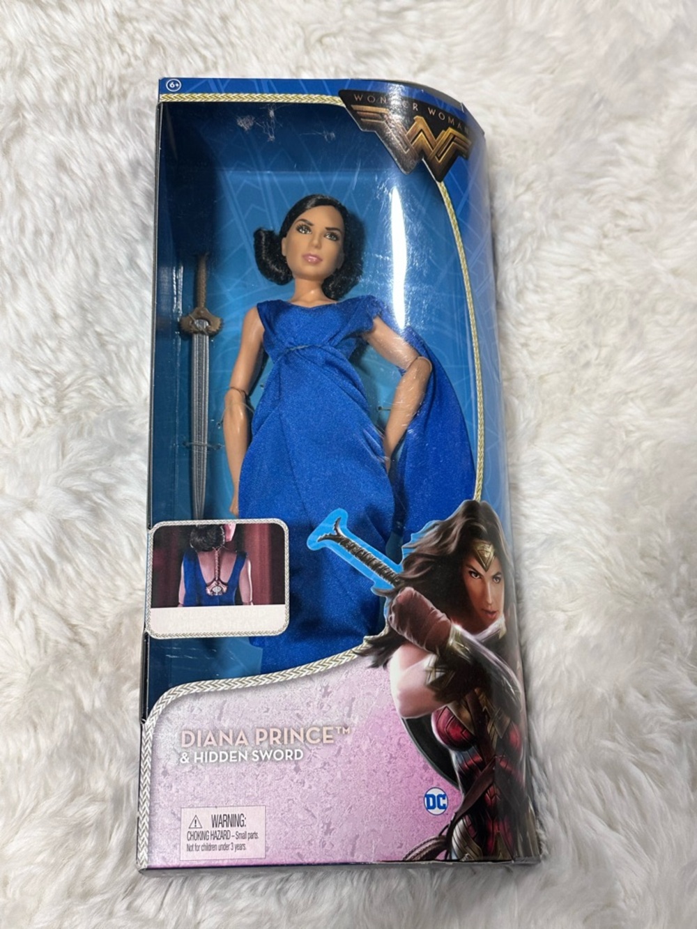 Mattel Wonder Woman Diana Prince Doll in Blue Gown with Hidden Sword